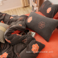 Wholesale camellia pattern crystal velvet bedding sets
